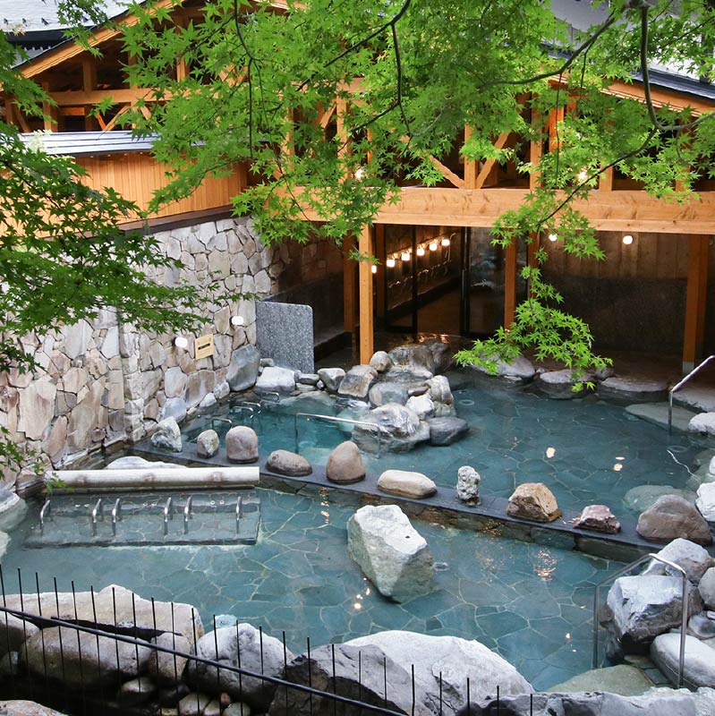outdoor garden bath hot spring Kinosaki Onsen Goshono-Yu